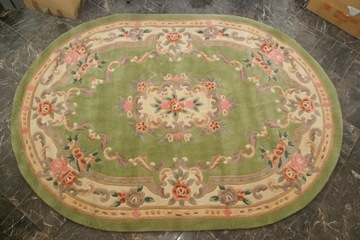 Wełniany dywan Aubusson 200x300 zielony owal