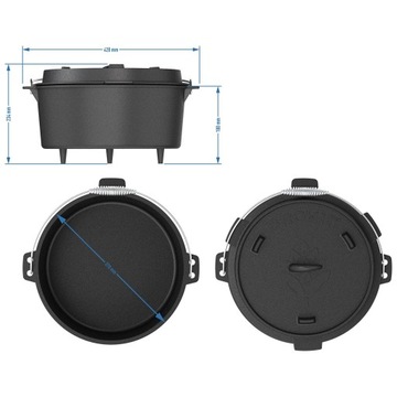 Чугунный казан 9+3л подвесной с каминным поддоном