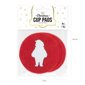 ПОДКЛАДКИ ДЛЯ КРУЖЕК для РОЖДЕСТВЕНСКОГО МОРОЗА, 9см, 6 шт.