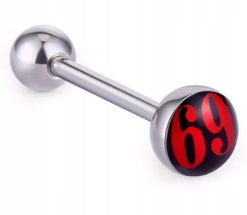 KOLCZYK DO JĘZYKA WARGI KULKA NAPIS 69