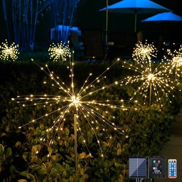 4 шт. СОЛНЕЧНЫЕ САДОВЫЕ ФОНАРИ DELELDS ФЕЙЕРВЕРКИ УКРАШЕНИЕ 480 LED + ПУЛЬТ ДИСТАНЦИОННОГО УПРАВЛЕНИЯ