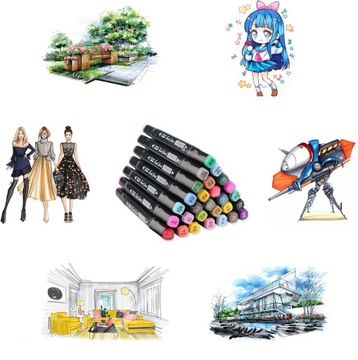 НАБОР ДВУХСТОРОННИХ АЛКОГОЛЬНЫХ МАРКЕРОВ 60 ​​ШТ. + ПАКЕТ