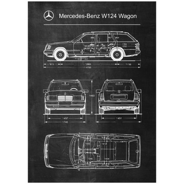 Plakat Mercedes Benz W124 Wagon Retro Patent