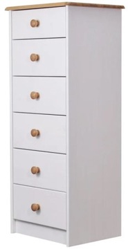 Komoda Lita sosna 6 szuflady 101.7 cm biały antik