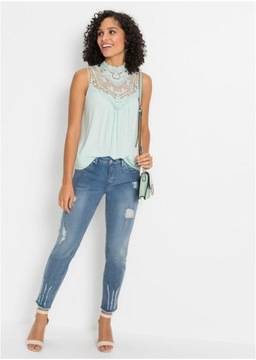 38 Bonprix VV1 МЯТНЫЙ ТОП С ВЫШИВКОЙ