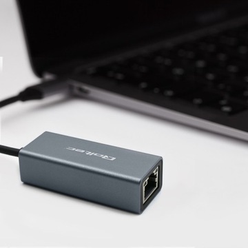 Кабель-адаптер QOLTEC, сетевая карта USB-C к RJ45 Ethernet, 1000 Мбит/с, алюминий