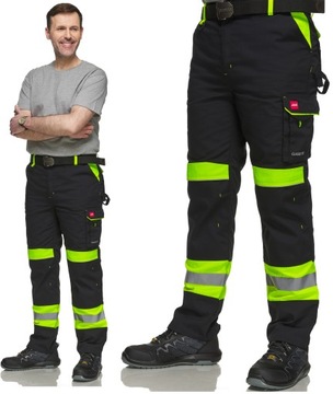Spodnie do pasa robocze ochronne czarne ART MAS CLASSIC vis z odblaskami 44