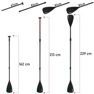 СКЛАДНОЕ ВЕСЛО ДЛЯ КАЯКА ДЛЯ SUP BOARD 2в1, РЕГУЛИРУЕМОЕ, 4 ЧАСТИ, 229СМ PRO