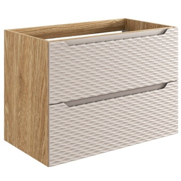 RYFLOWANA szafka pod umywalkę 80 cm OCEAN BEIGE 82-80-2S z szufladami DĄB