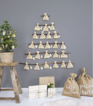 Сумка из гладкого джута Адвент-календарь Джутовая сумка 11х14см