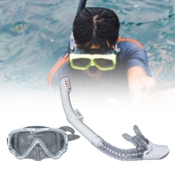 Zestaw do snorkelingu na sucho Maska do nurkowania Gogle do pływania z rurką Maska do pływania w kolorze białym