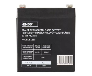 Akumulator żelowy 12V/5Ah EMOS B9679 T2 Żyw. 5 lat