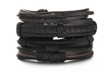 НАБОР БРАСЛЕТА МУЖСКОГО КОЖАНОГО РЕМЕШКА M63 4в1 + БЕСПЛАТНО