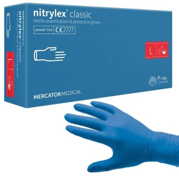 RĘKAWICZKI BEZPUDROWE MOCNE NITRYLEX NITRYLOWE L