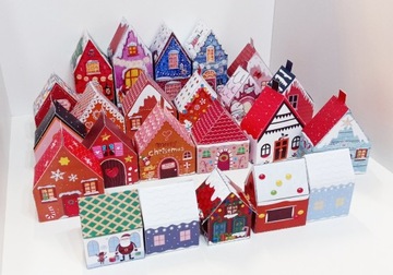Domek do kalendarza adwentowego świąteczna wioska DIY papier #08