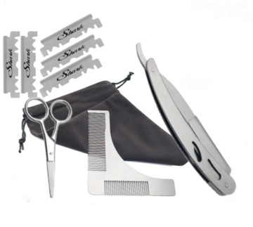 Набор для бороды, расческа, ножницы, щетка для бритвы