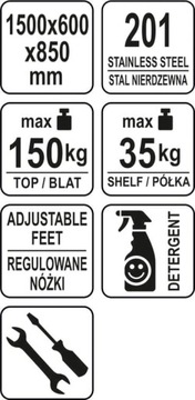 НАСТЕННЫЙ СТОЛИК С ПОЛКОЙ, СКЛАДНОЙ 1500×600×H850+10