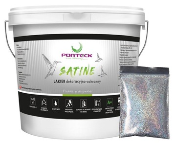 LAKIER do ŚCIAN SATINE 5L BROKAT H SREBRNY 100g