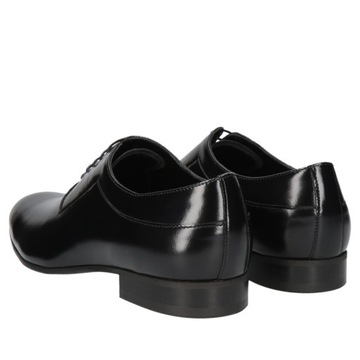 Buty męskie do garnituru skórzane półbuty czarne eleganckie, oxford 42