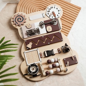 TABLICA SENSORYCZNA MANIPULACYJNA MONTESSORI BEAR 14w1