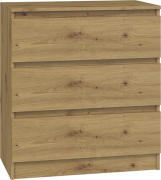 KOMODA MALWIN M3 3 SZUFLADY 70CM - DĄB ARTISAN