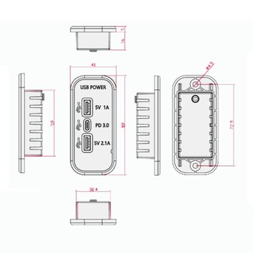 USB-разъем 12 В 24 В, 3 порта, USB-зарядное устройство для крепления на панели для грузового морского автобуса