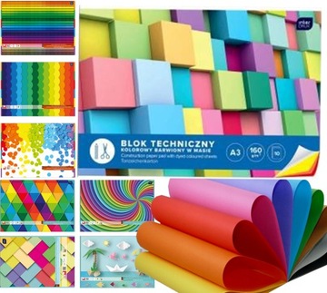 Blok techniczny kolorowy A3 barwiony w masie Inter