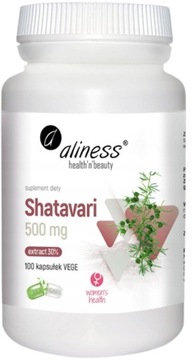 Shatavari 500mg Aliness 100 kapsułek Menopauza Działanie przeciwzapalne