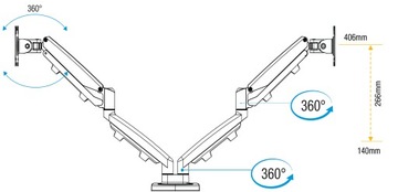 Настольное крепление для 2 ЖК-мониторов Fellowes Eppa
