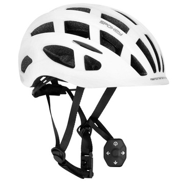 Kask rowerowy z Oświetleniem i KIERUNKOWSKAZAMI LED regulowany r.55-58LEKKI