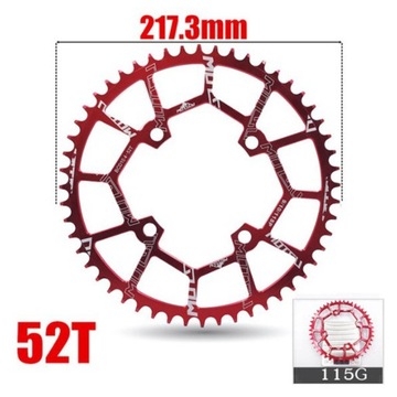Łańcuch 40T ~ 52T 104BCD Rower MTB Szosowy Czerwony 52T