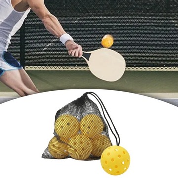 6 шариков Pickleball диаметром 74 мм с желтой сеткой.
