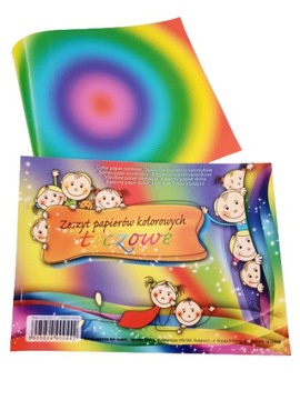 TĘCZOWY PAPIER KOLOROWY A5 POLSKI 8 arkuszy mix