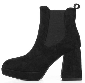 7621 ЧЕРНЫЕ ЗАМШЕВЫЕ БОТИНКИ НА ПЛАТФОРМЕ 38