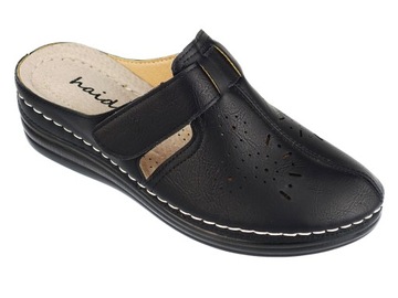 KLAPKI BUTY DAMSKIE LETNIE NA KOTURNIE NA RZEPY