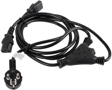 Силовой кабель Lanberg Y-образного типа, 2 м, разветвитель 2x IEC 320 C13 VDE DOUBLE