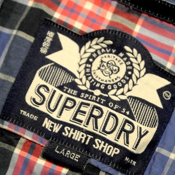 SUPERDRY _ MARKOWA W KRATĘ KRÓTKA KOSZULA Z LOGO _ L/XL