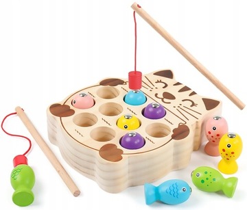 KLOCKI MAGNETYCZNE ZABAWKA ŁOWIENIE RYB MONTESSORI GRA ŁOWISKO