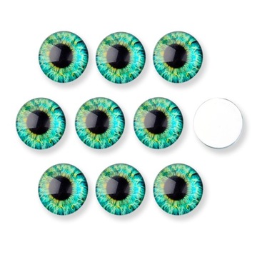 Kaboszony Szklany, Oko, Okrągłe, do DIY, Akwamaryn, 14x4mm, 10szt
