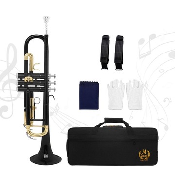 Flat Trumpet Set B Медная студенческая труба, вестерн, черный с золотом