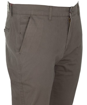 SPODNIE MATERIAŁOWE BAWEŁNIANE CIEMNO-BEŻOWE W33