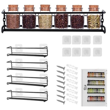 WISZĄCE PÓŁKA KUCHENNA NA PRZYPRAWY METAL ORGANIZER REGAŁ ŚCIENNY DOMU 4SZT