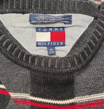 Wr) TOMMY HILFIGER LOGOWANY MĘSKI SWETER Roz.M/L