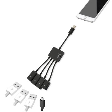 HUB USB typ C 3.1 3x USB + micro tablet OTG myszka