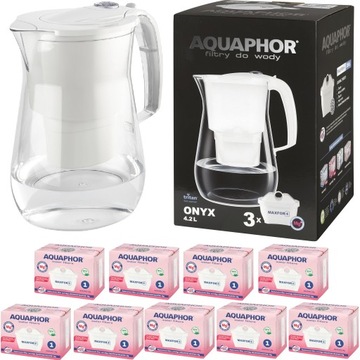 Dzbanek filtrujący Aquaphor Onyx 4,2L Duży + 9 Wkładów Magnezowych MaxforMg