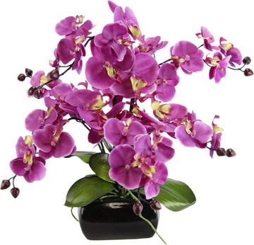 Sztuczny kwiat motyl orchidea z liśćmi i korzeniam