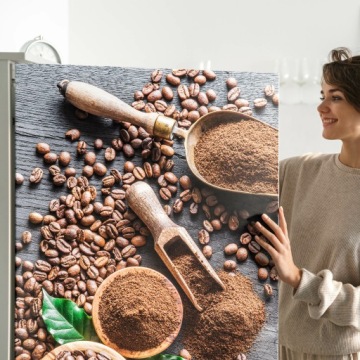 Магнитный коврик для холодильника Кофейные зерна на деревянном фоне 3D Сделано по мерке