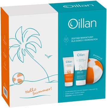 OILLAN Holiday набор эмульсия с фильтром SPF50 + дермокрем + пляжный мяч