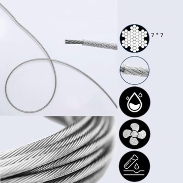 ТРОС ИЗ НЕРЖАВЕЮЩЕЙ СТАЛИ 3 ММ, САДОВАЯ ПРОВОЛОКА 15 М.