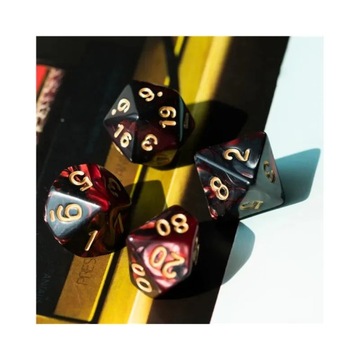 KRWAWY RUBIN ZESTAW 7 KOŚCI KOSTEK RPG